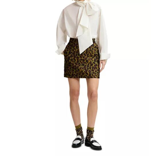 Essentiel Antwerp Leopard Jacquard Mini Skirt 8 - Picture 2 of 8